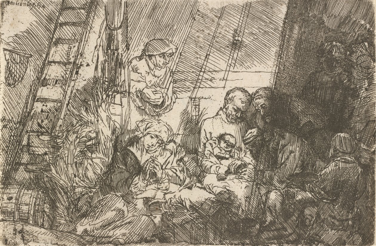 Obrzezanie w stajni, 1654. autorstwa Rembrandt van Rijn