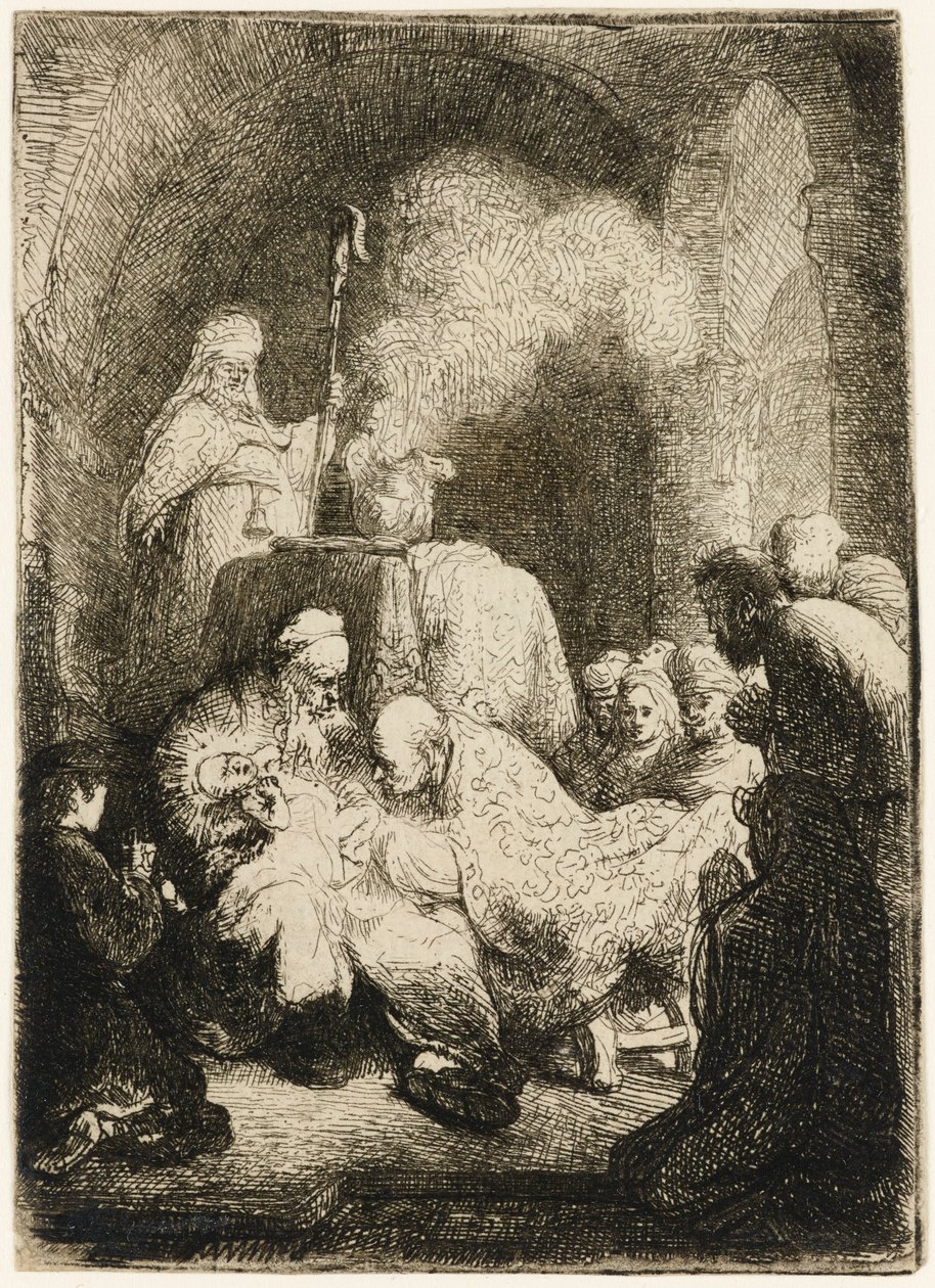 Obrzezanie: mały talerz, 1630. autorstwa Rembrandt van Rijn