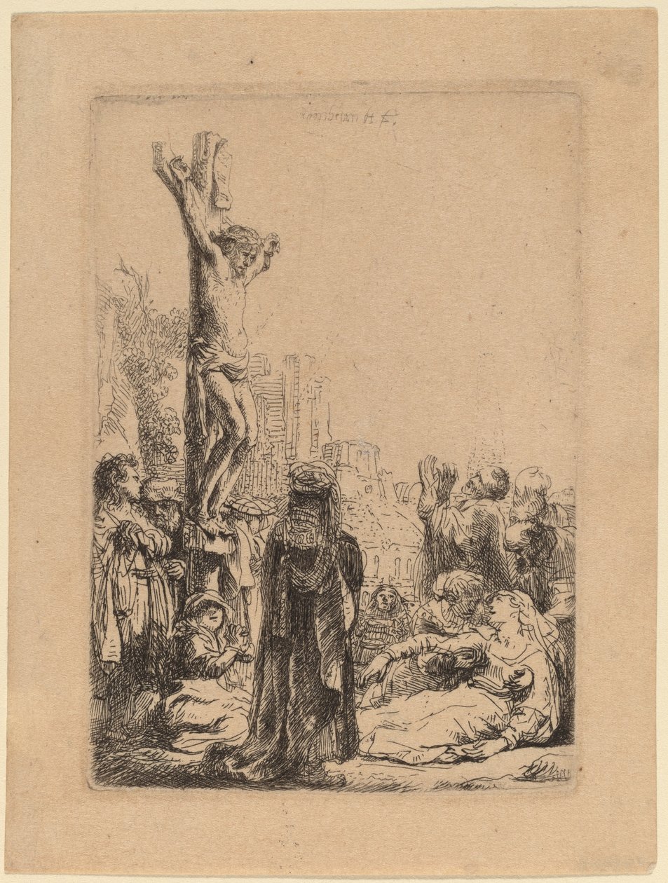 Ukrzyżowanie: Mały talerz autorstwa Rembrandt van Rijn