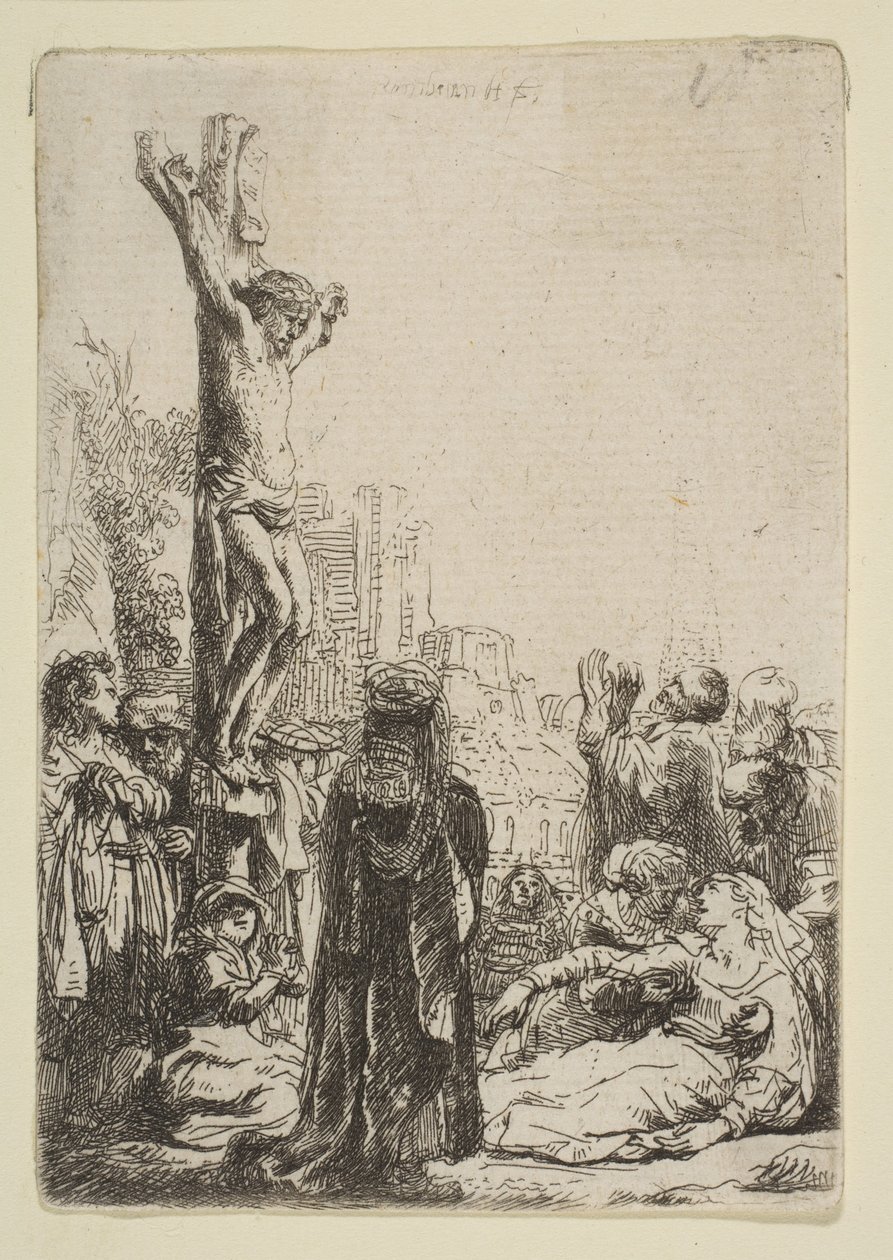 Ukrzyżowanie: Mała Talerz, ca. 1635. autorstwa Rembrandt van Rijn