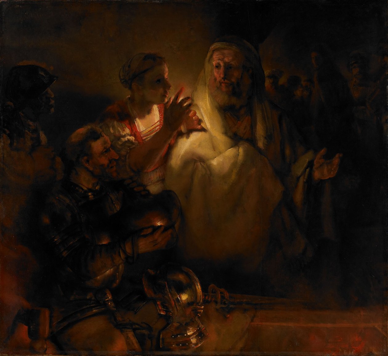 Odmowa św. Piotra, 1660 r autorstwa Rembrandt van Rijn