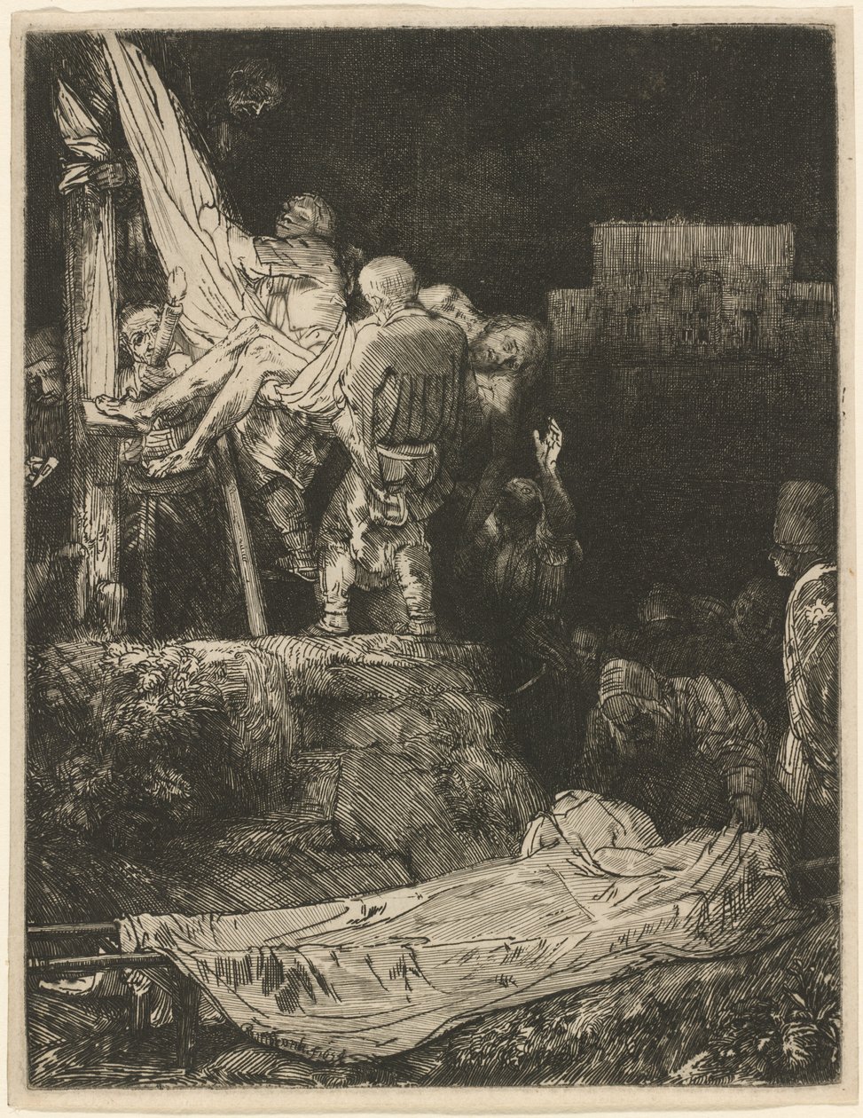 Zejście z krzyża przy pochodni autorstwa Rembrandt van Rijn