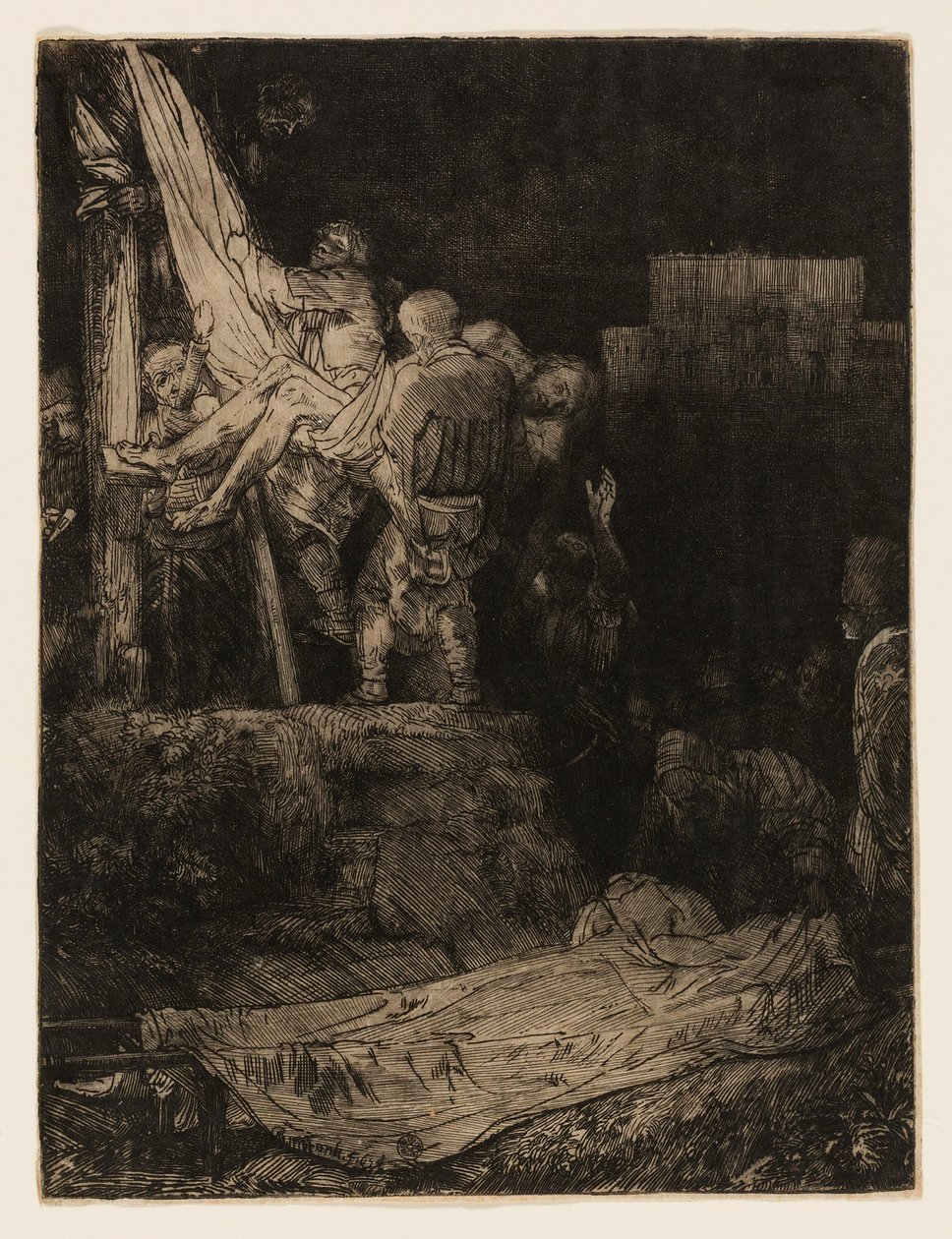 Zejście z krzyża przy pochodni autorstwa Rembrandt van Rijn