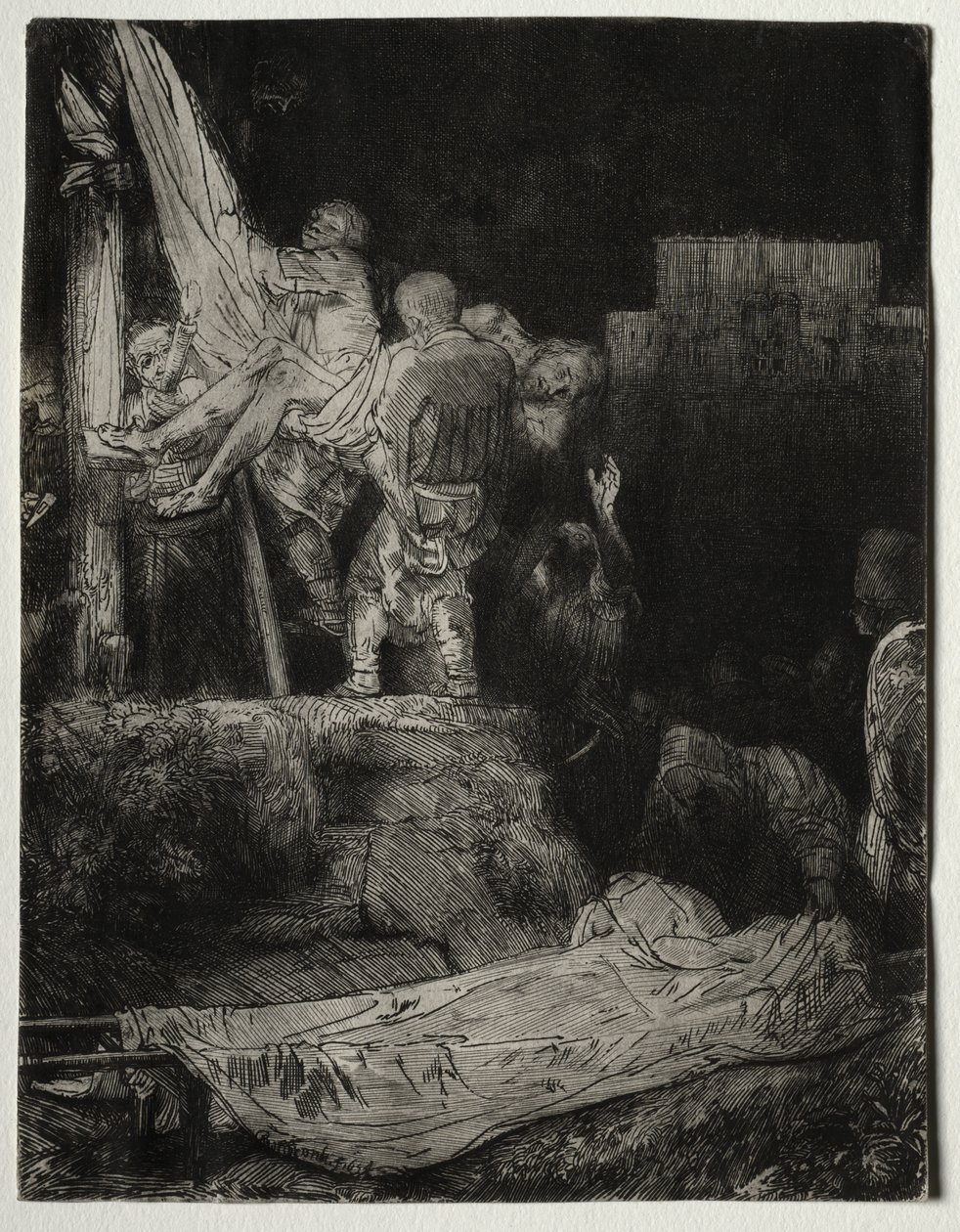 Zejście z krzyża przy pochodni autorstwa Rembrandt van Rijn