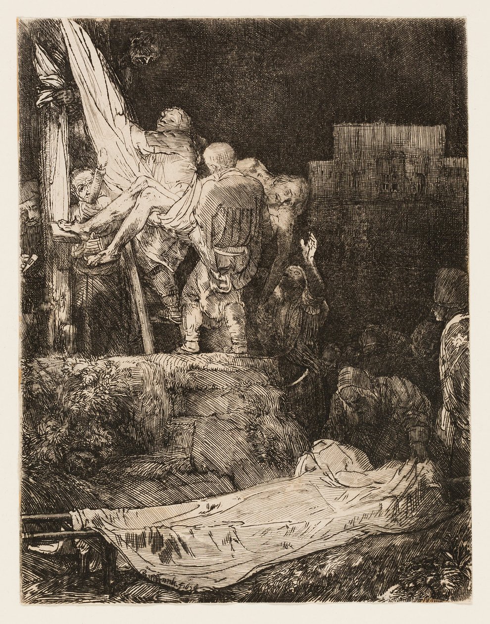 Zejście z krzyża przy pochodni autorstwa Rembrandt van Rijn