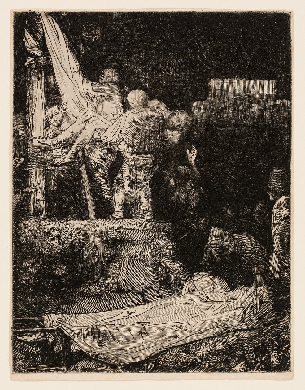 Zejście z krzyża przy pochodni autorstwa Rembrandt van Rijn