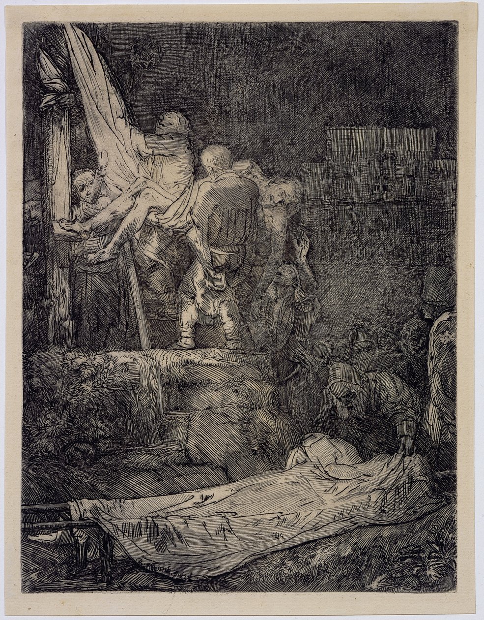 Zejście z krzyża przy pochodni autorstwa Rembrandt van Rijn