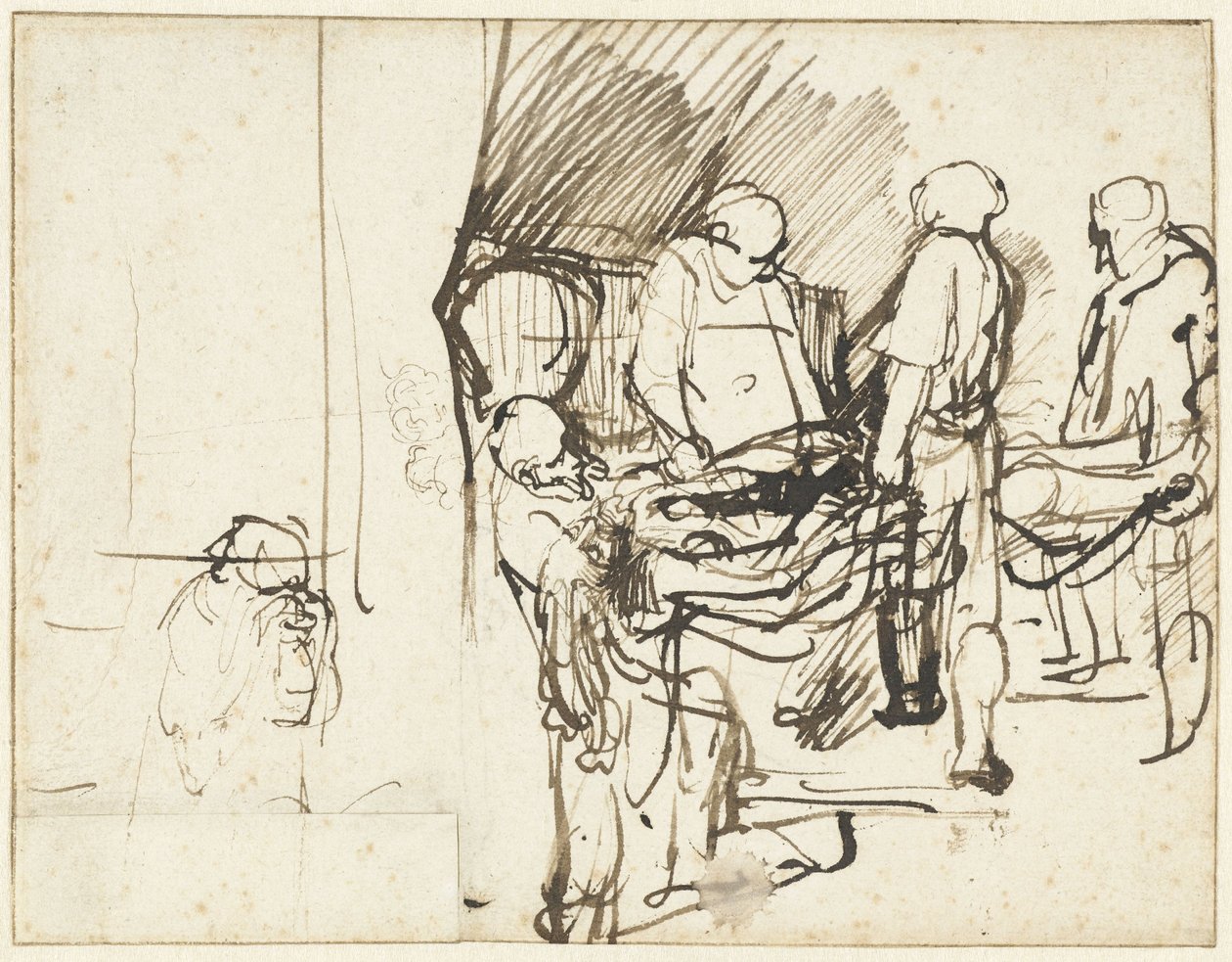 „Złożenie do grobu” nad szkicem przedstawiającym kata autorstwa Rembrandt van Rijn