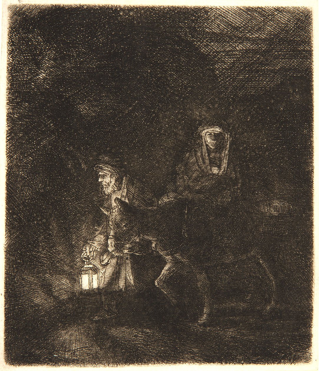 Lot do Egiptu: nocny kawałek autorstwa Rembrandt van Rijn