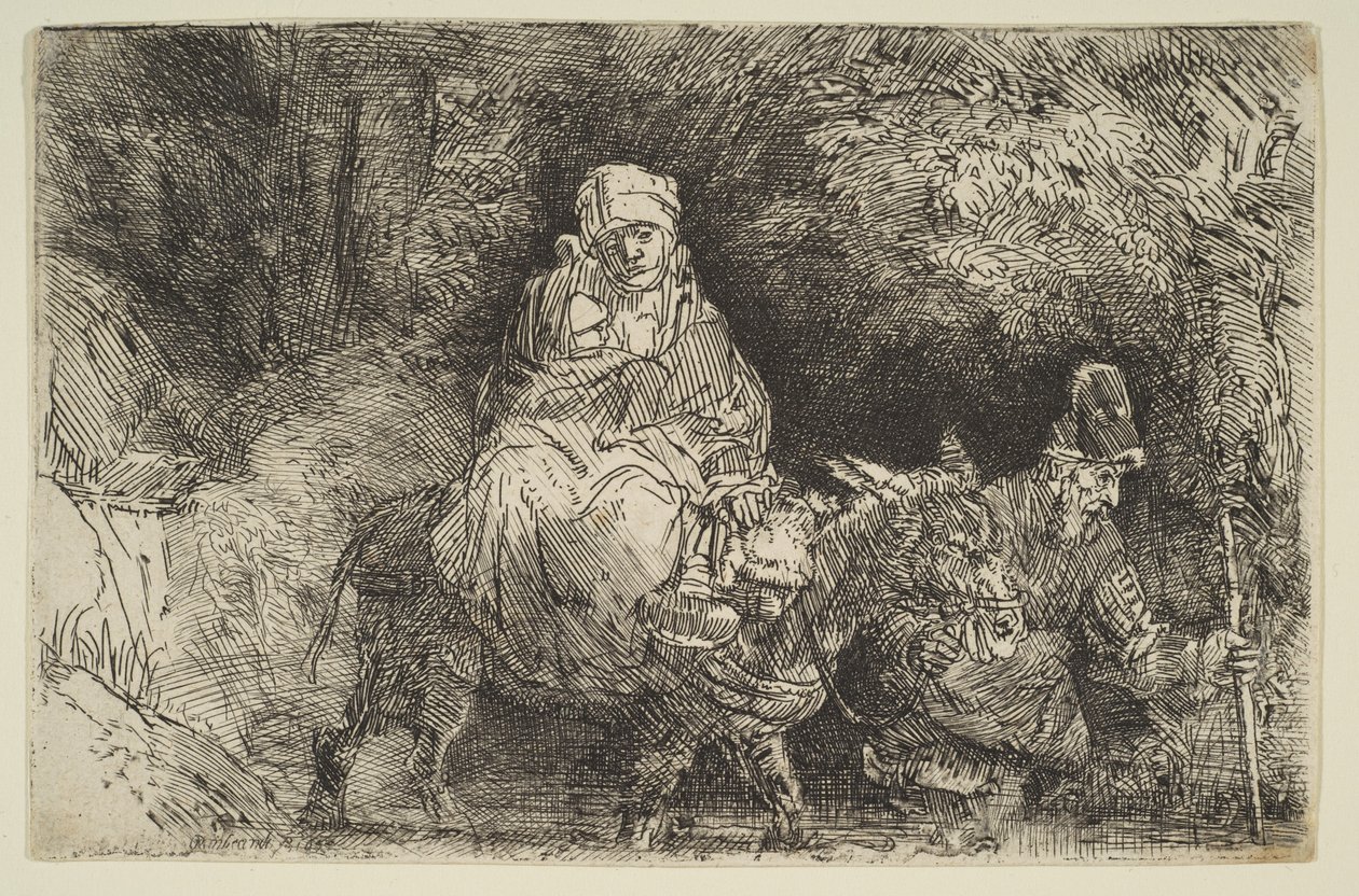 Ucieczka do Egiptu: Przeprawa przez potok, 1654. autorstwa Rembrandt van Rijn