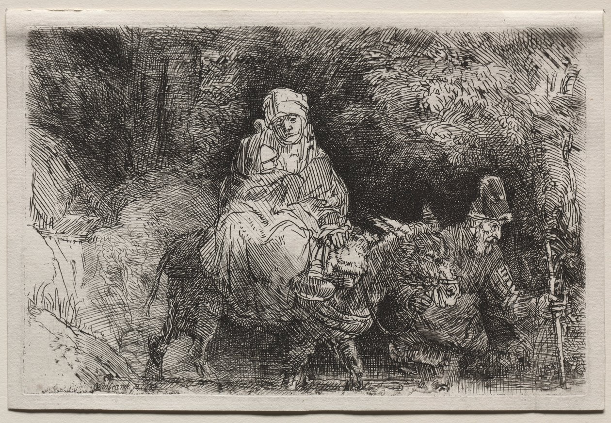 Ucieczka do Egiptu: Przeprawa przez potok, 1654. autorstwa Rembrandt van Rijn