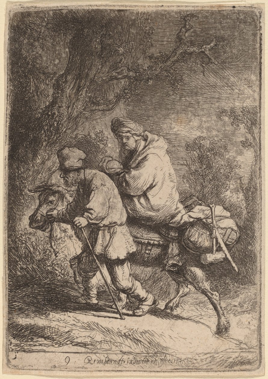Ucieczka do Egiptu: mała autorstwa Rembrandt van Rijn