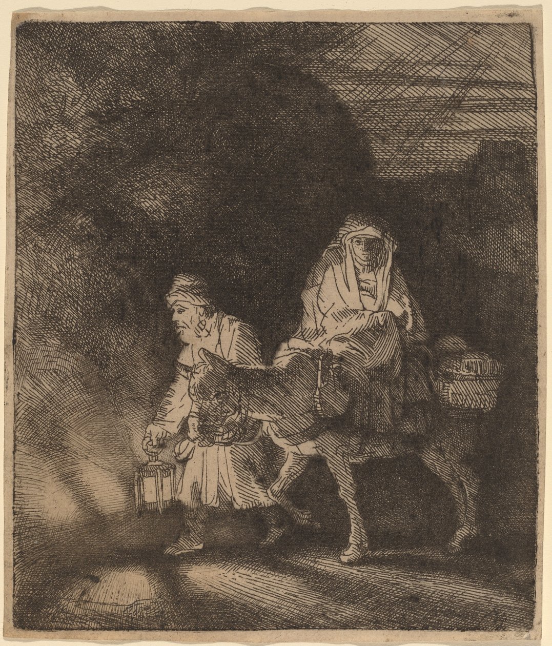 Ucieczka do Egiptu: nocny kawałek autorstwa Rembrandt van Rijn