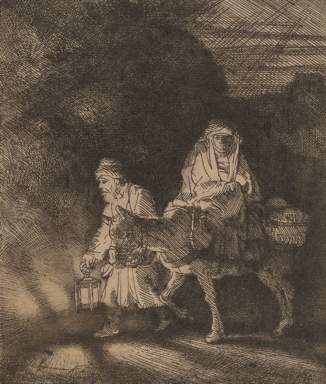 Ucieczka do Egiptu: kawałek nocy, 1651. autorstwa Rembrandt van Rijn