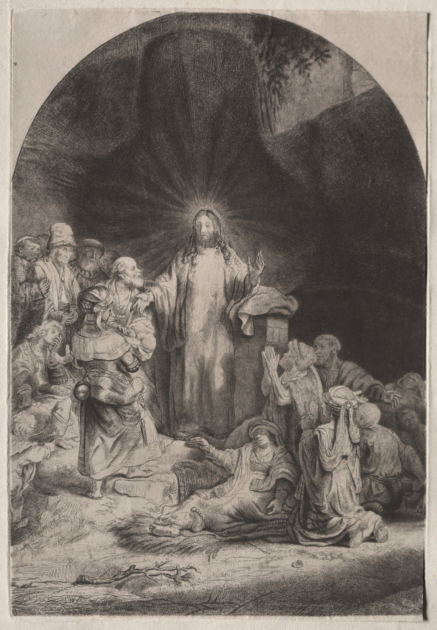 Nadruk Stu Guldenów autorstwa Rembrandt van Rijn