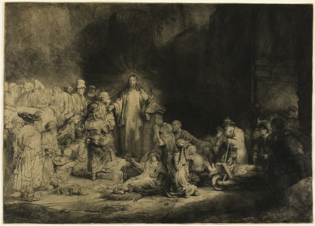 Nadruk Stu Guldenów autorstwa Rembrandt van Rijn