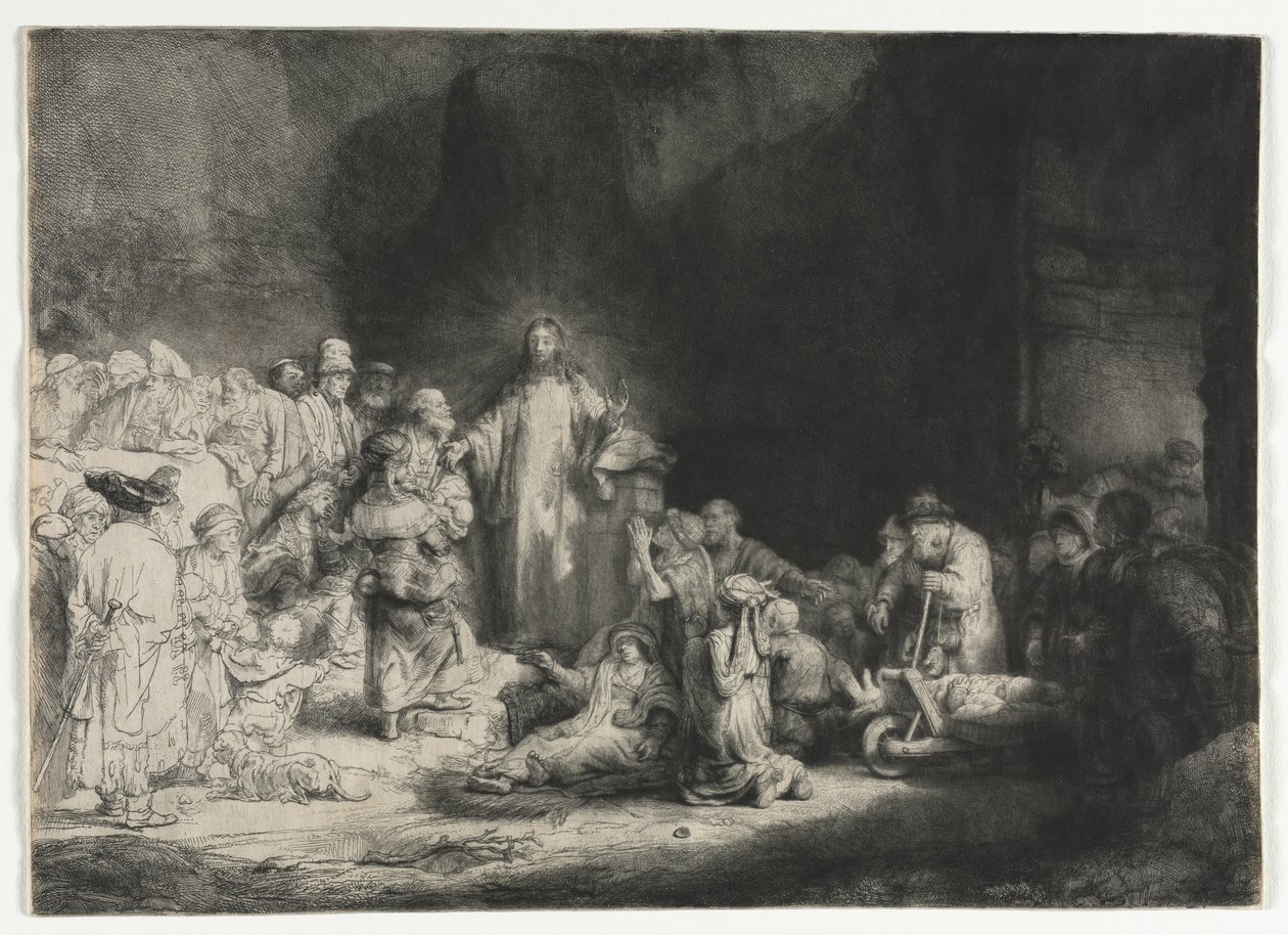 Nadruk Stu Guldenów autorstwa Rembrandt van Rijn