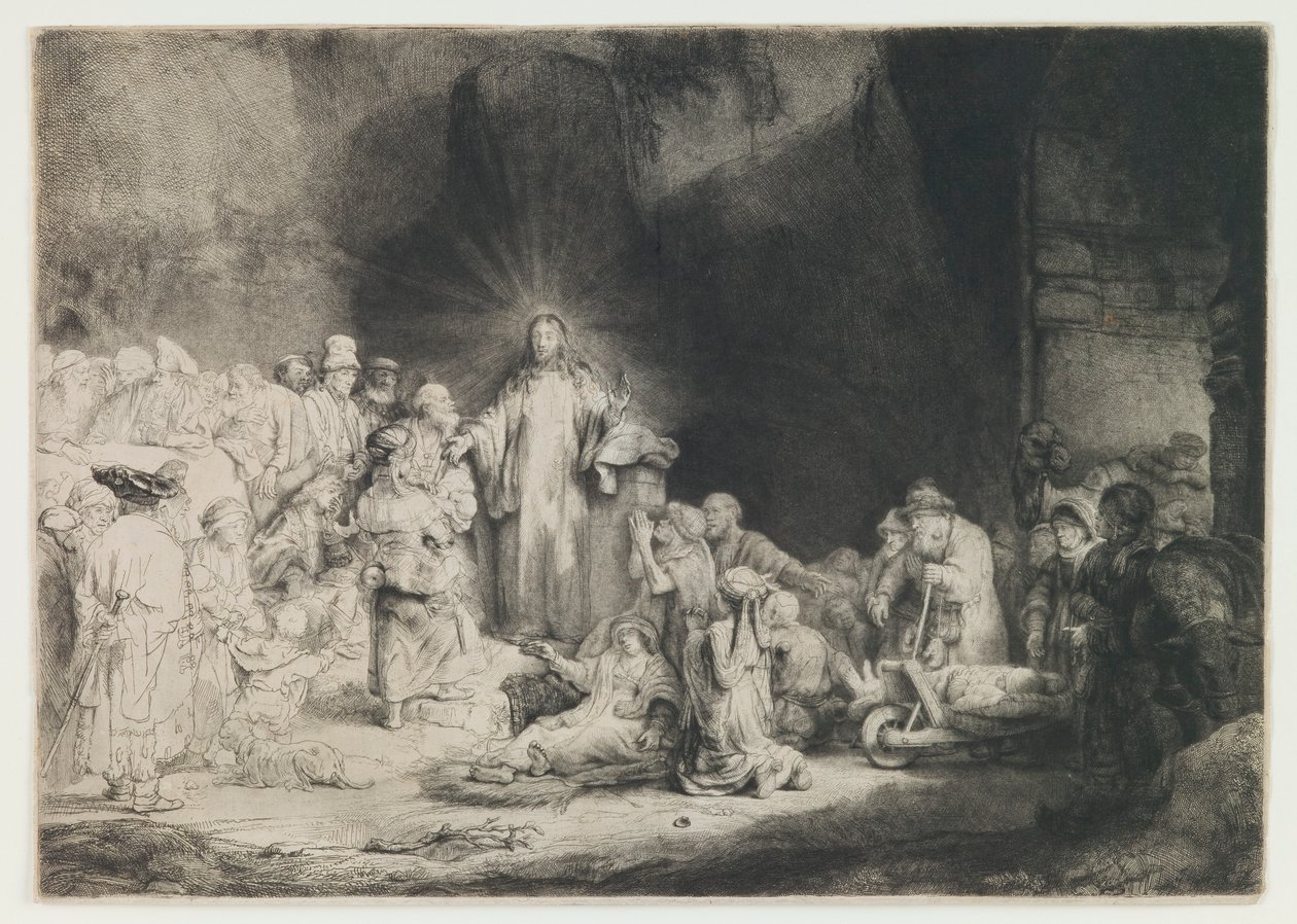 Nadruk Stu Guldenów autorstwa Rembrandt van Rijn