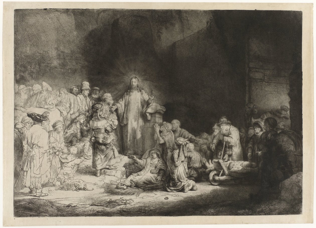 Nadruk Stu Guldenów autorstwa Rembrandt van Rijn