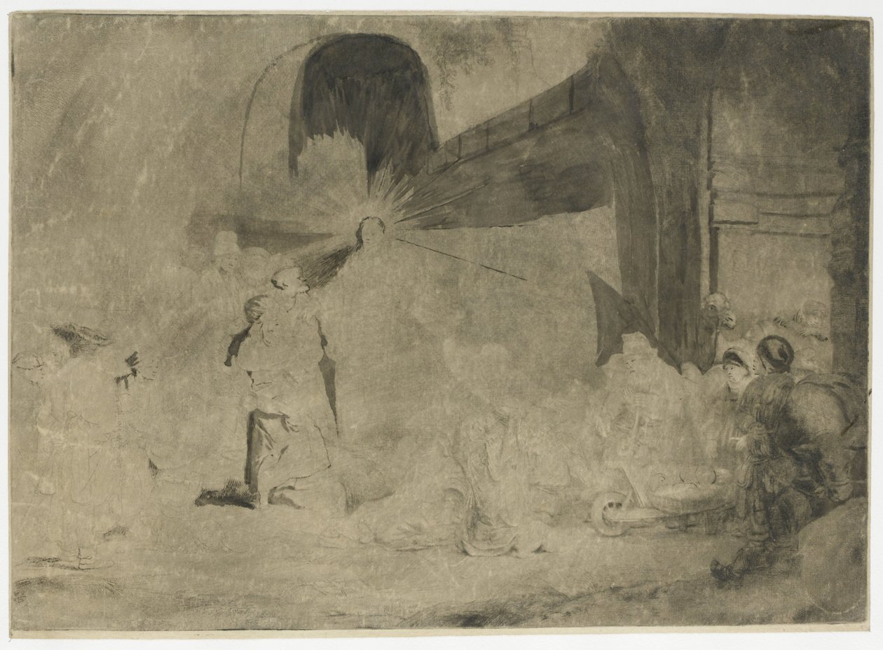 Nadruk Stu Guldenów autorstwa Rembrandt van Rijn