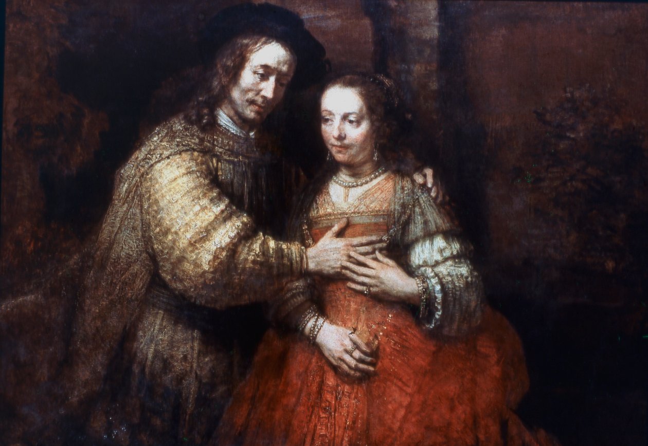 Żydowska panna młoda, kochająca się para, 1667 autorstwa Rembrandt van Rijn