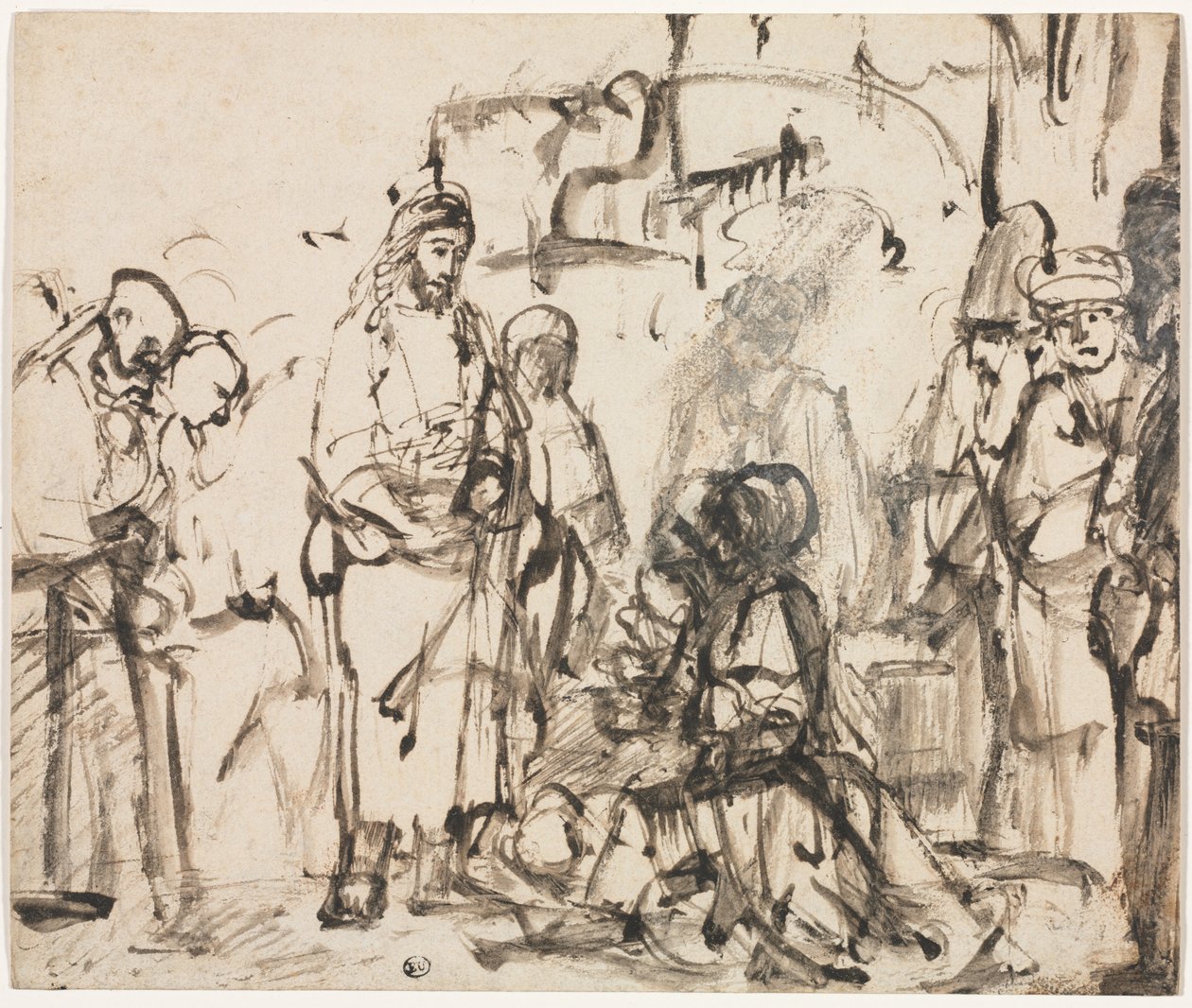 Spotkanie Chrystusa z Martą i Marią po śmierci Łazarza, ok. godz. 1662-65. autorstwa Rembrandt van Rijn