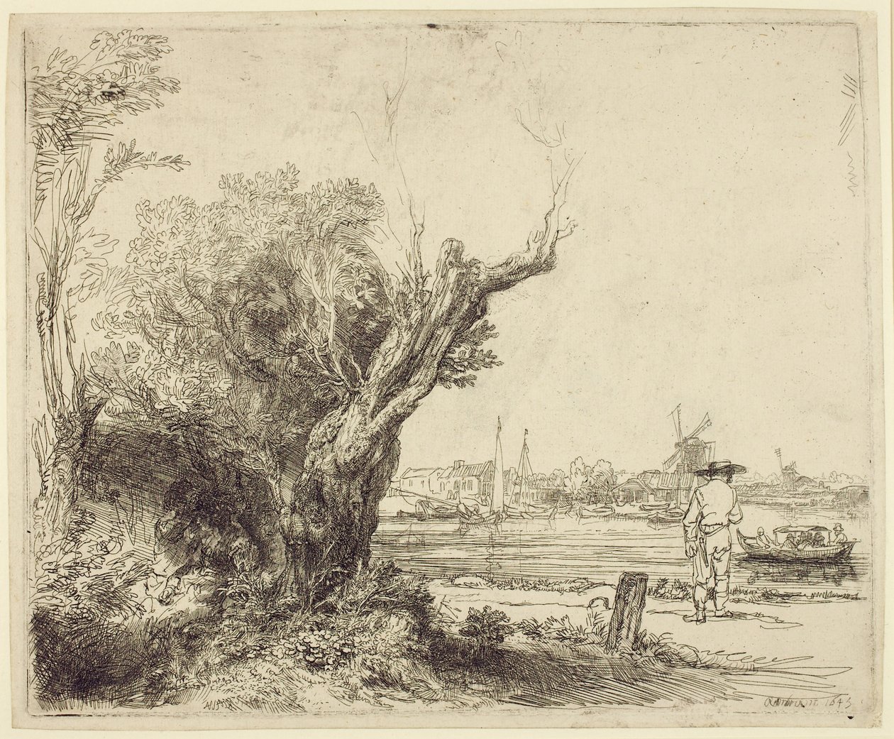 Omval, 1645 (trawienie i sucha igła na papierze) autorstwa Rembrandt van Rijn