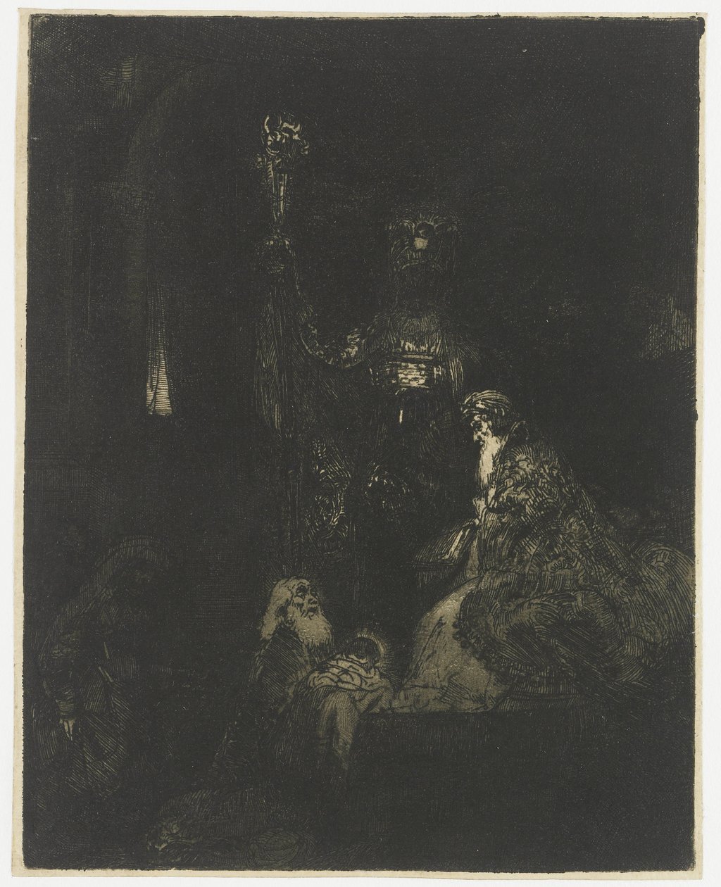Ofiarowanie w świątyni Prezentacja w świątyni w mroczny sposób autorstwa Rembrandt van Rijn