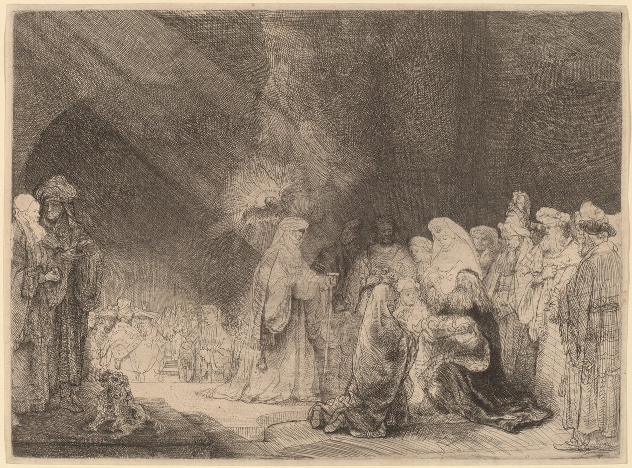 Prezentacja w świątyni: druk podłużny autorstwa Rembrandt van Rijn
