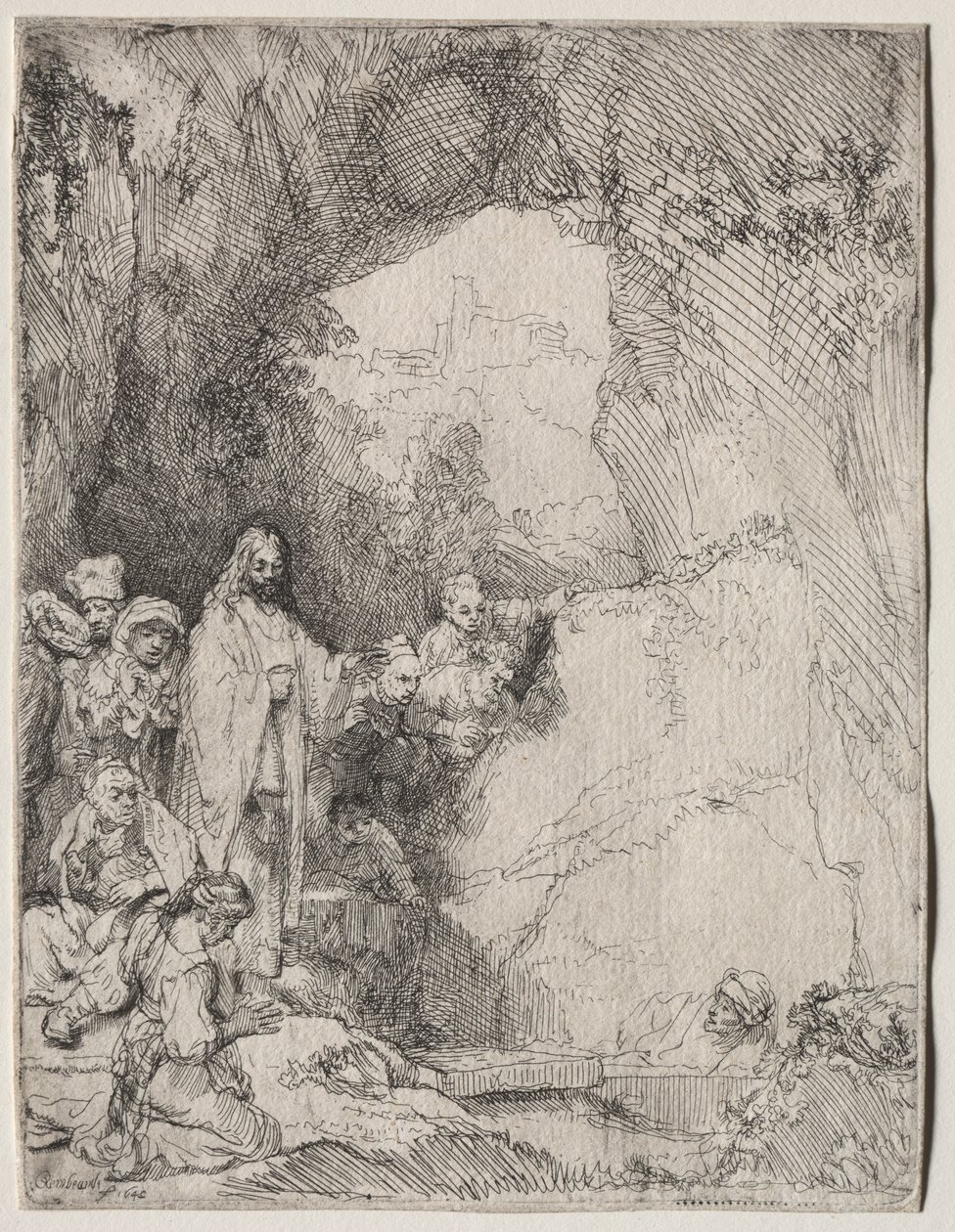 Wskrzeszenie Łazarza: mały talerz autorstwa Rembrandt van Rijn