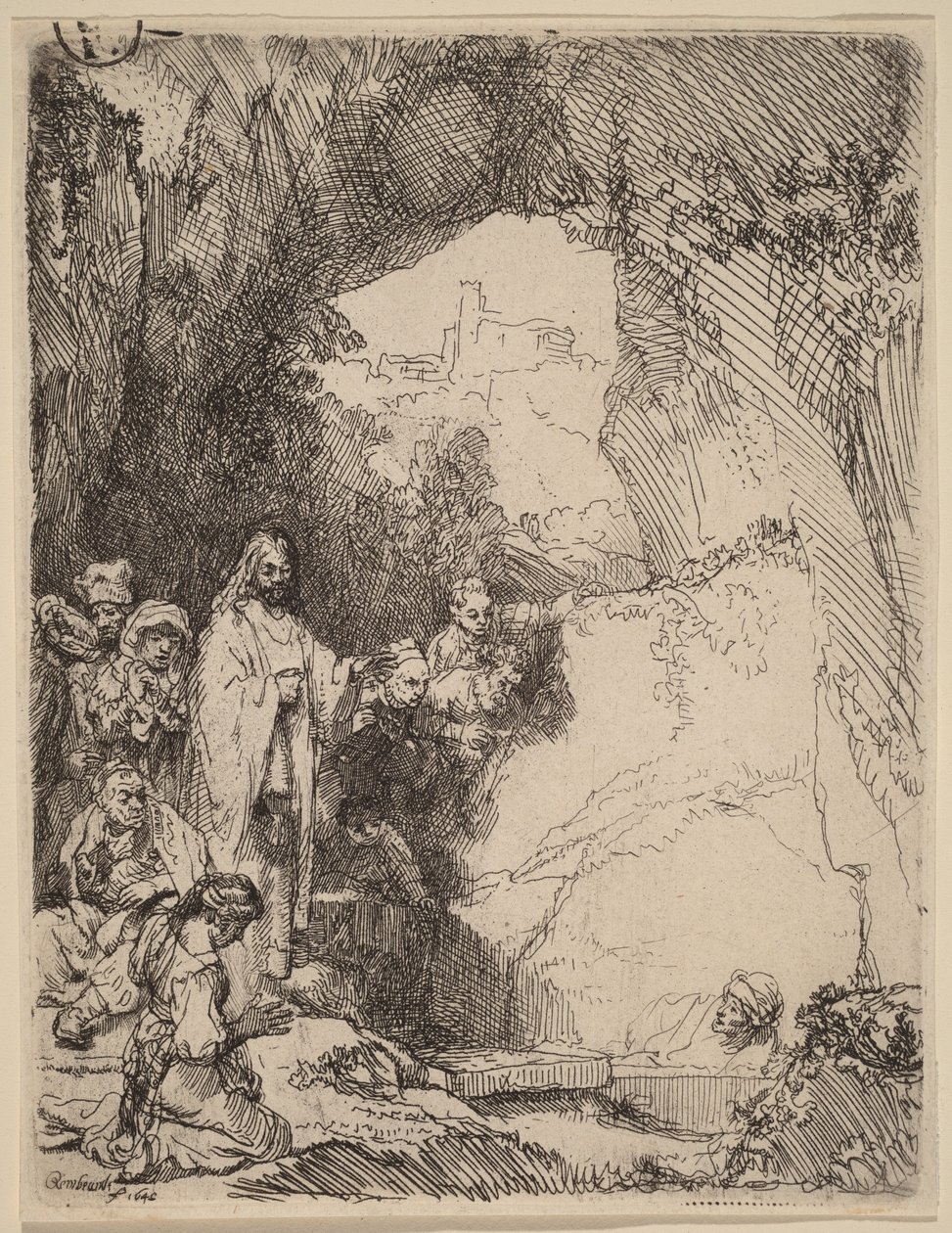 Wskrzeszenie Łazarza: mały talerz autorstwa Rembrandt van Rijn