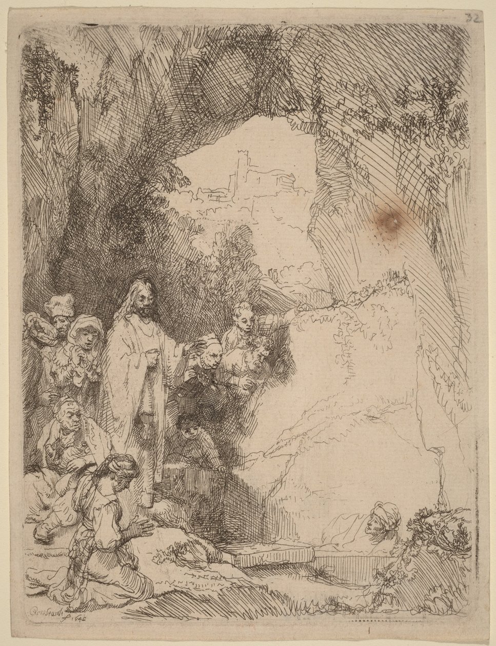 Wskrzeszenie Łazarza: mały talerz autorstwa Rembrandt van Rijn