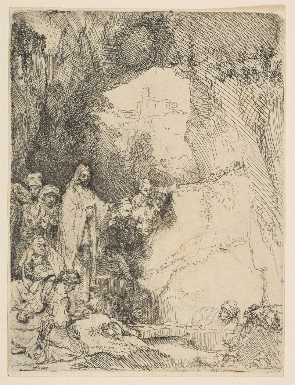 Wskrzeszenie Łazarza, mała tabliczka, 1642 r. autorstwa Rembrandt van Rijn
