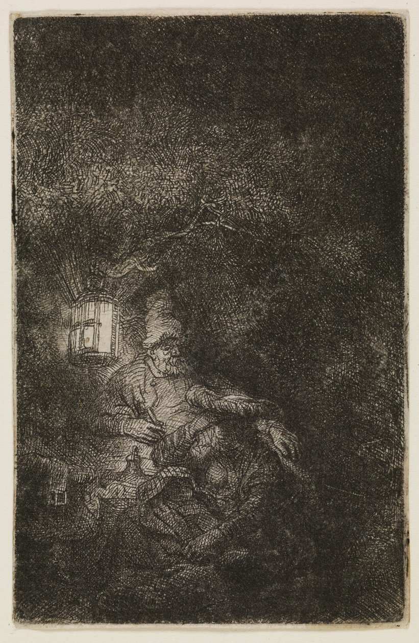 Odpoczynek podczas lotu (utwór nocny) autorstwa Rembrandt van Rijn