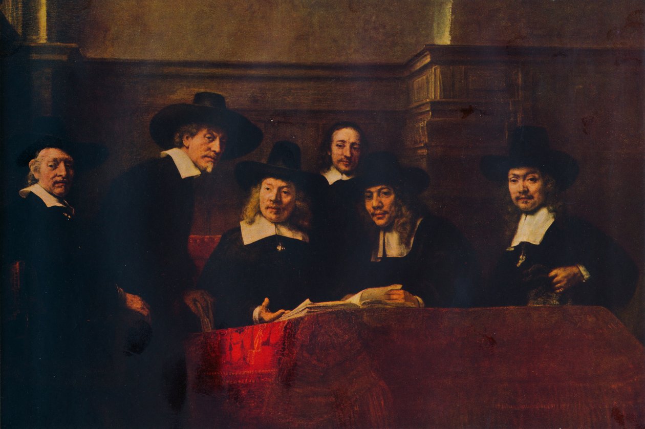 Urzędnicy ds. pobierania próbek, 1662, 1938. autorstwa Rembrandt van Rijn