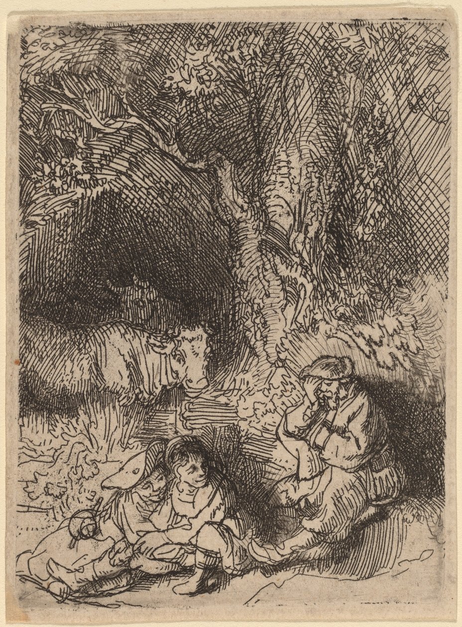 Śpiący pasterz autorstwa Rembrandt van Rijn