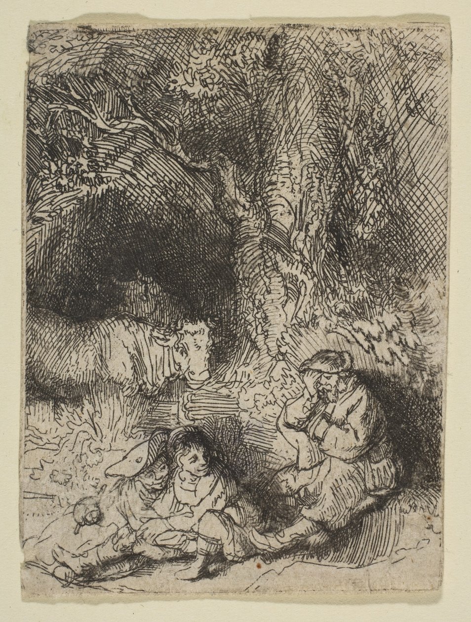 Śpiący pasterz, ca. 1644. autorstwa Rembrandt van Rijn