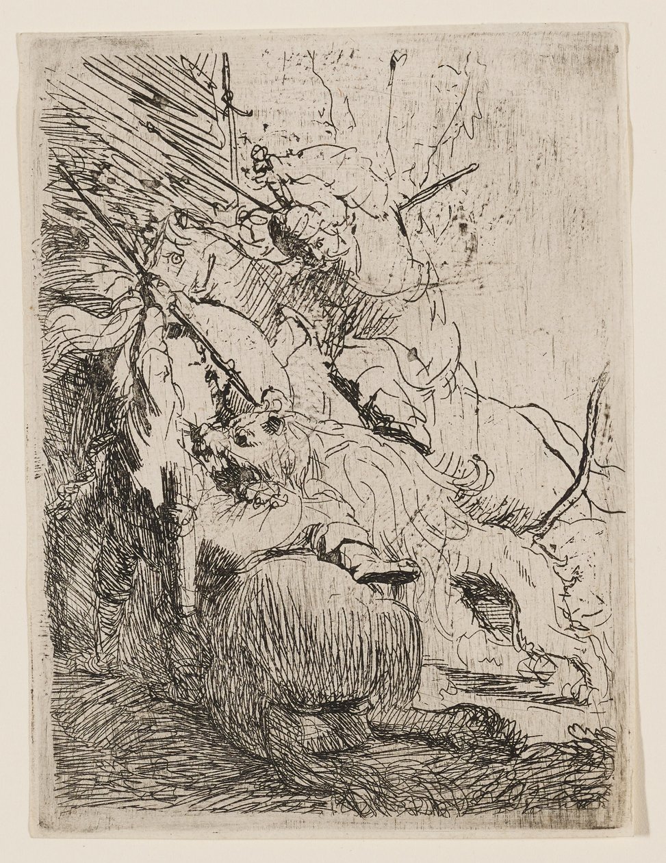 Polowanie na małego lwa (z jednym lwem) autorstwa Rembrandt van Rijn