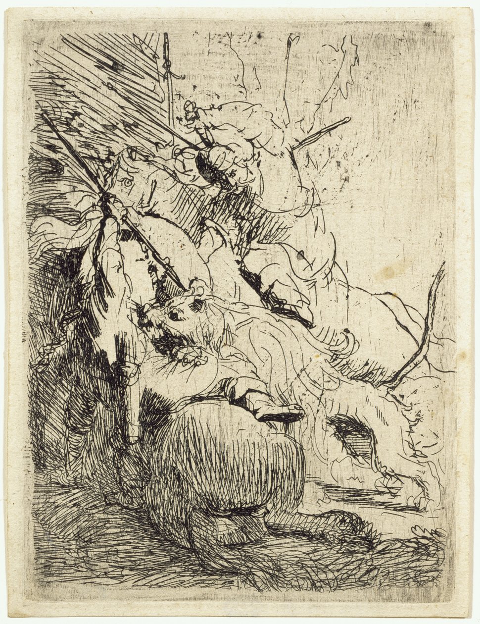 Polowanie na małego lwa (z jednym lwem) autorstwa Rembrandt van Rijn