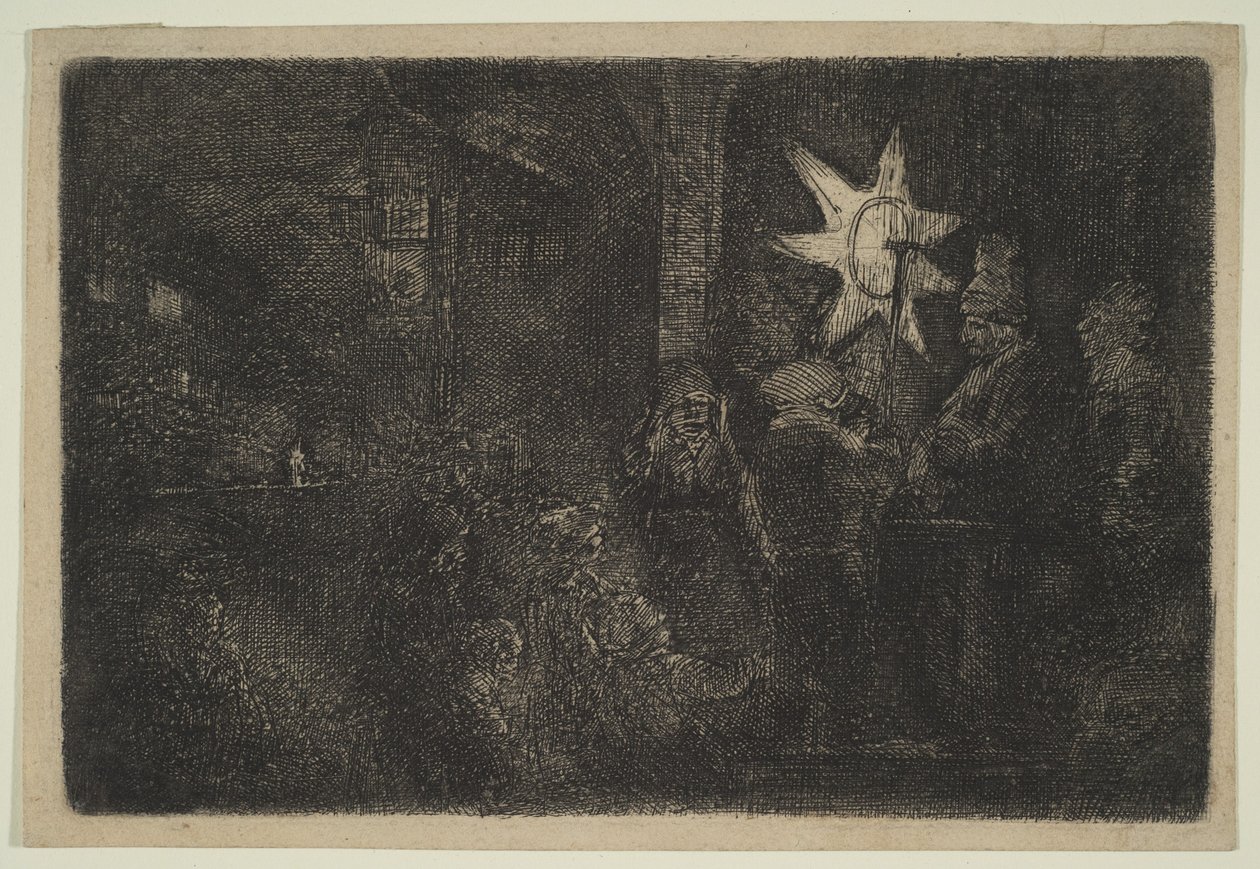 Gwiazda królów: kawałek nocy, ca. 1651. autorstwa Rembrandt van Rijn