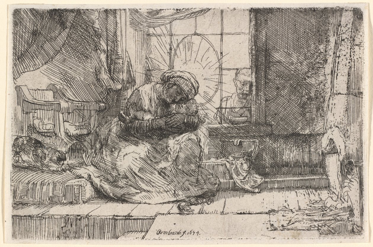 Dziewica i Dziecko z Kotem i Wężem autorstwa Rembrandt van Rijn
