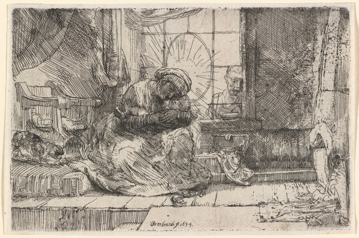 Madonna z Dzieciątkiem, kotem i wężem autorstwa Rembrandt van Rijn