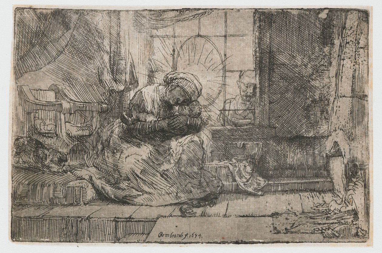 Dziewica i Dziecko z Kotem i Wężem Dziewica z Dzieciątkiem z kotem i wężem autorstwa Rembrandt van Rijn
