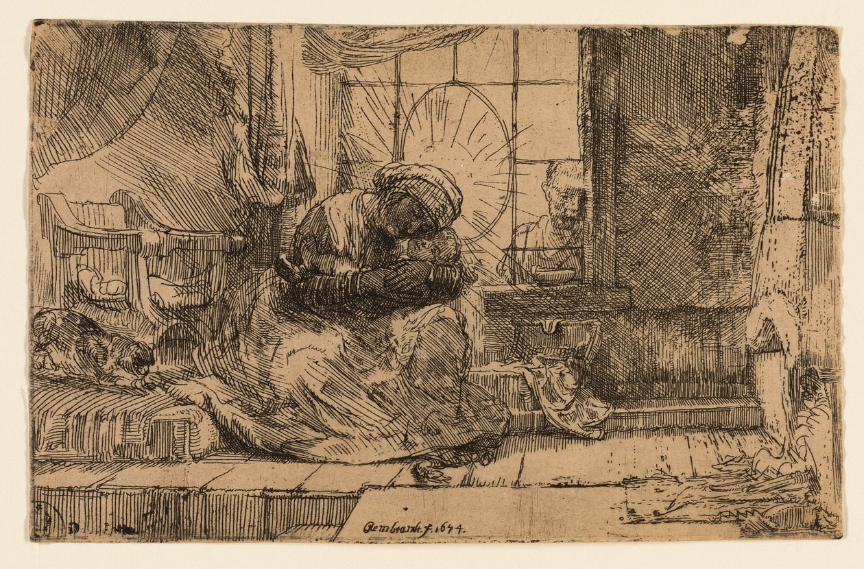 Dziewica i Dziecko z Kotem i Wężem autorstwa Rembrandt van Rijn