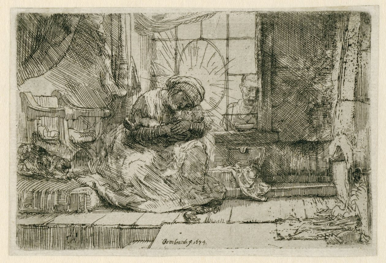 Dziewica z Dzieciątkiem z kotem i wężem autorstwa Rembrandt van Rijn