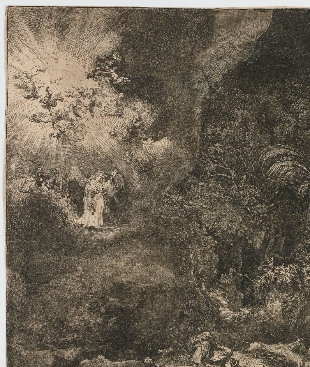 Anioł ukazujący się pasterzom autorstwa Rembrandt van Rijn