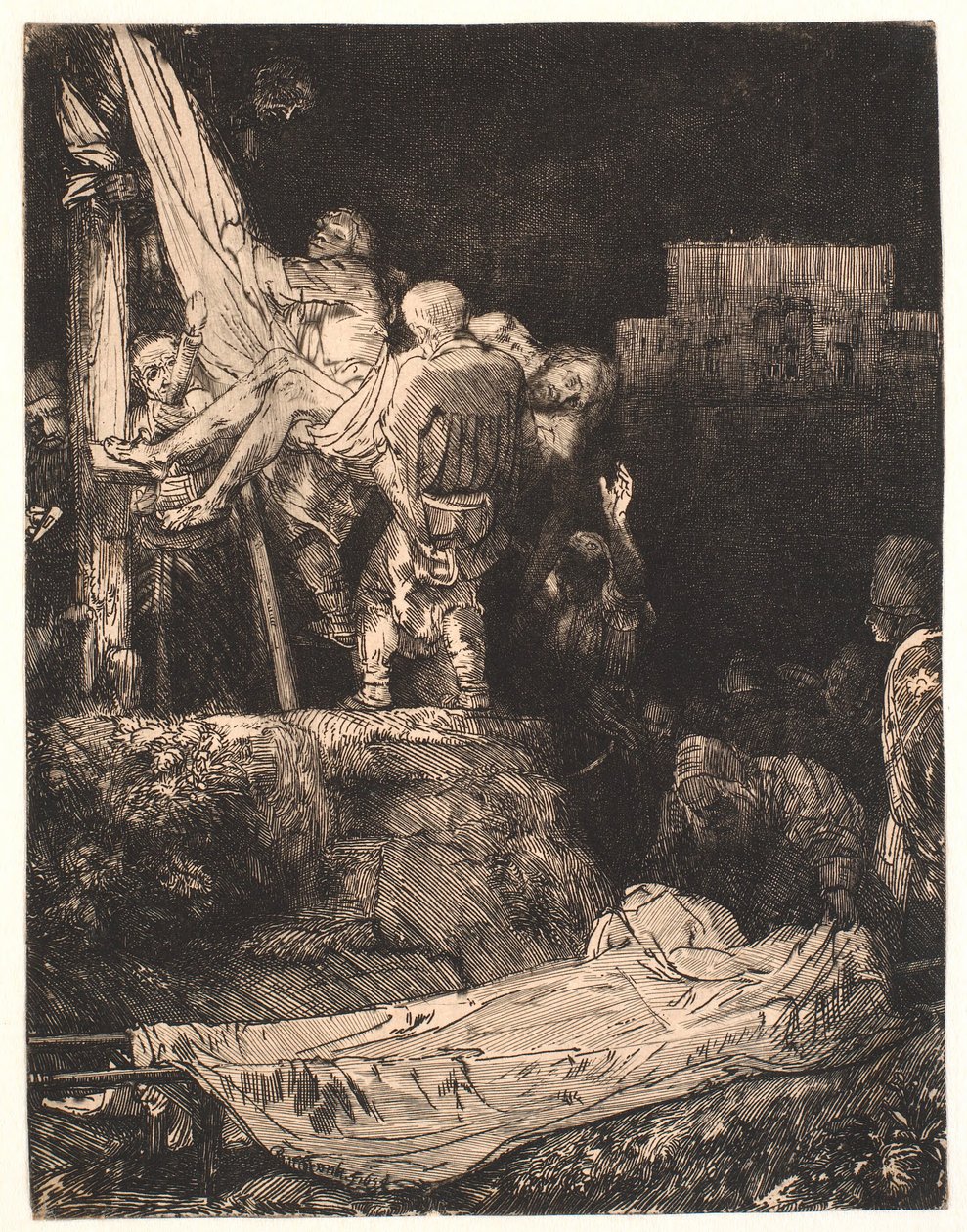 Zejście z krzyża: przy świetle pochodni autorstwa Rembrandt van Rijn