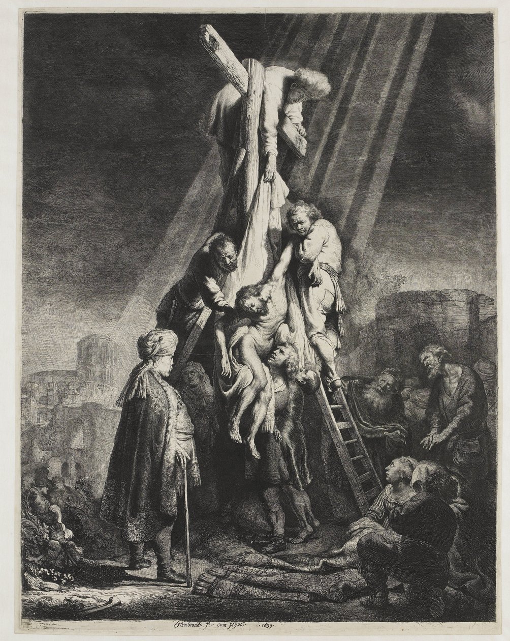 Zejście z krzyża: druga płyta autorstwa Rembrandt van Rijn