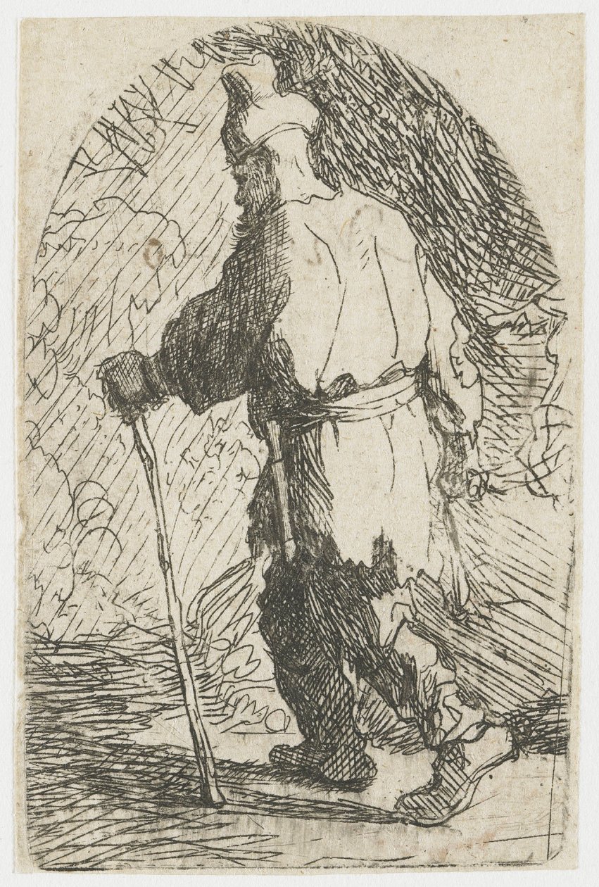 Ucieczka do Egiptu: szkic: św. Józef autorstwa Rembrandt van Rijn