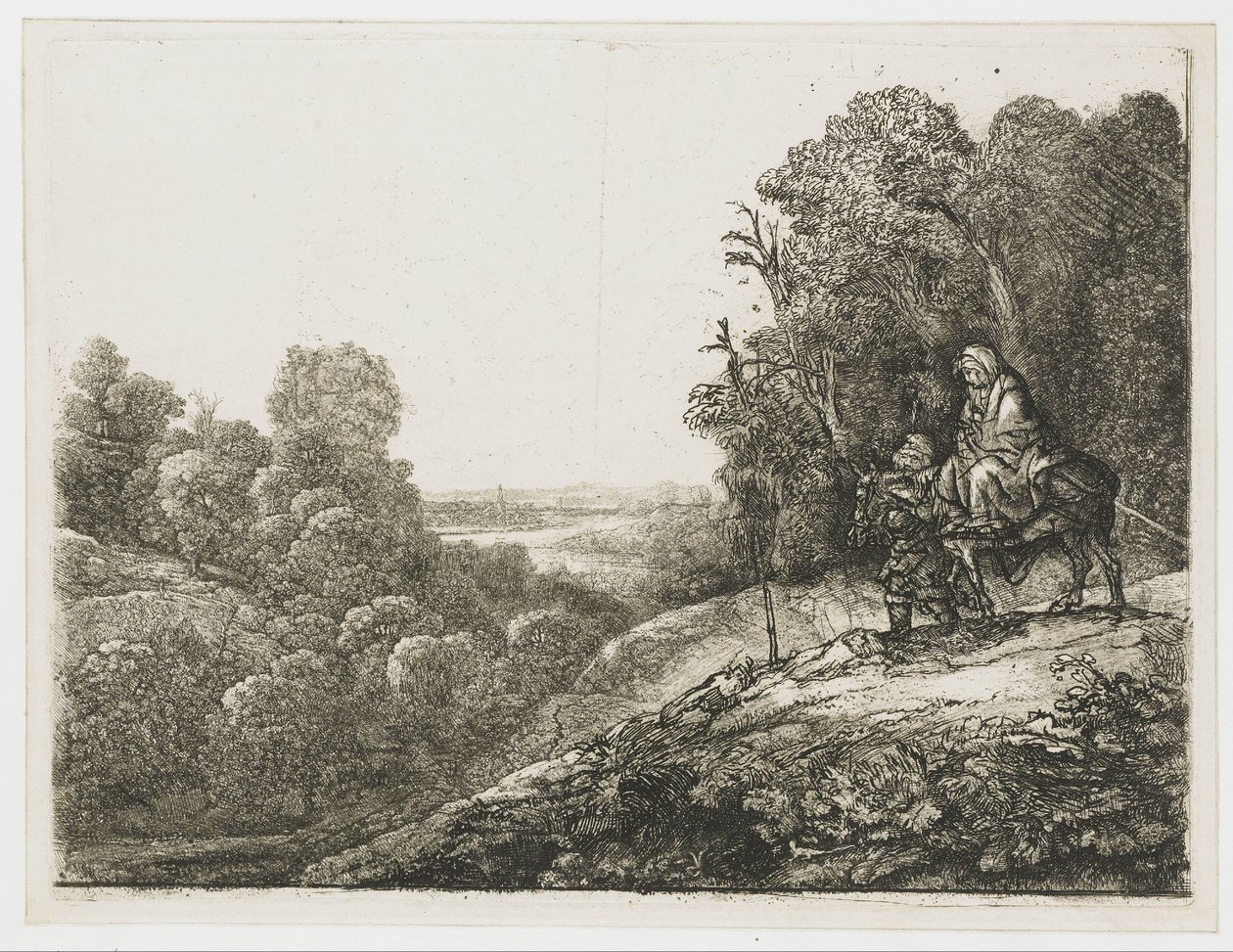 Ucieczka do Egiptu: przerobiona rycina autorstwa Seghersa autorstwa Rembrandt van Rijn